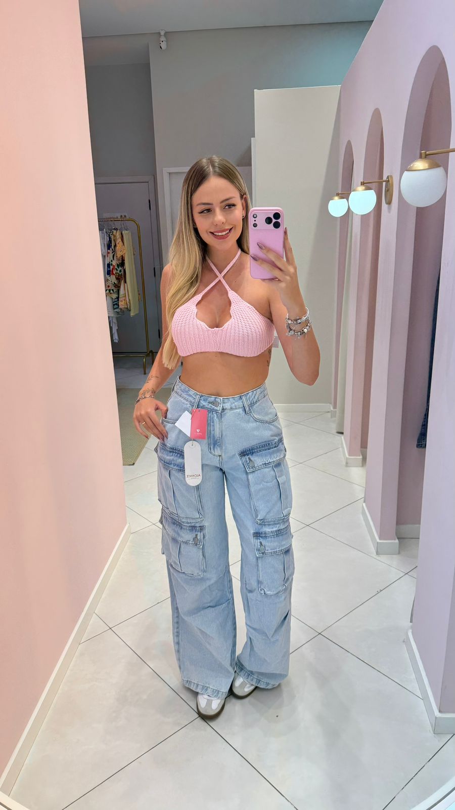 Wide Leg Cargo Alcance Utility Jeans Clara — vista