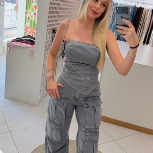 Top Alcance Jeans Cinza