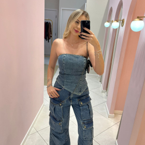 Top Alcance Jeans Envelhecido